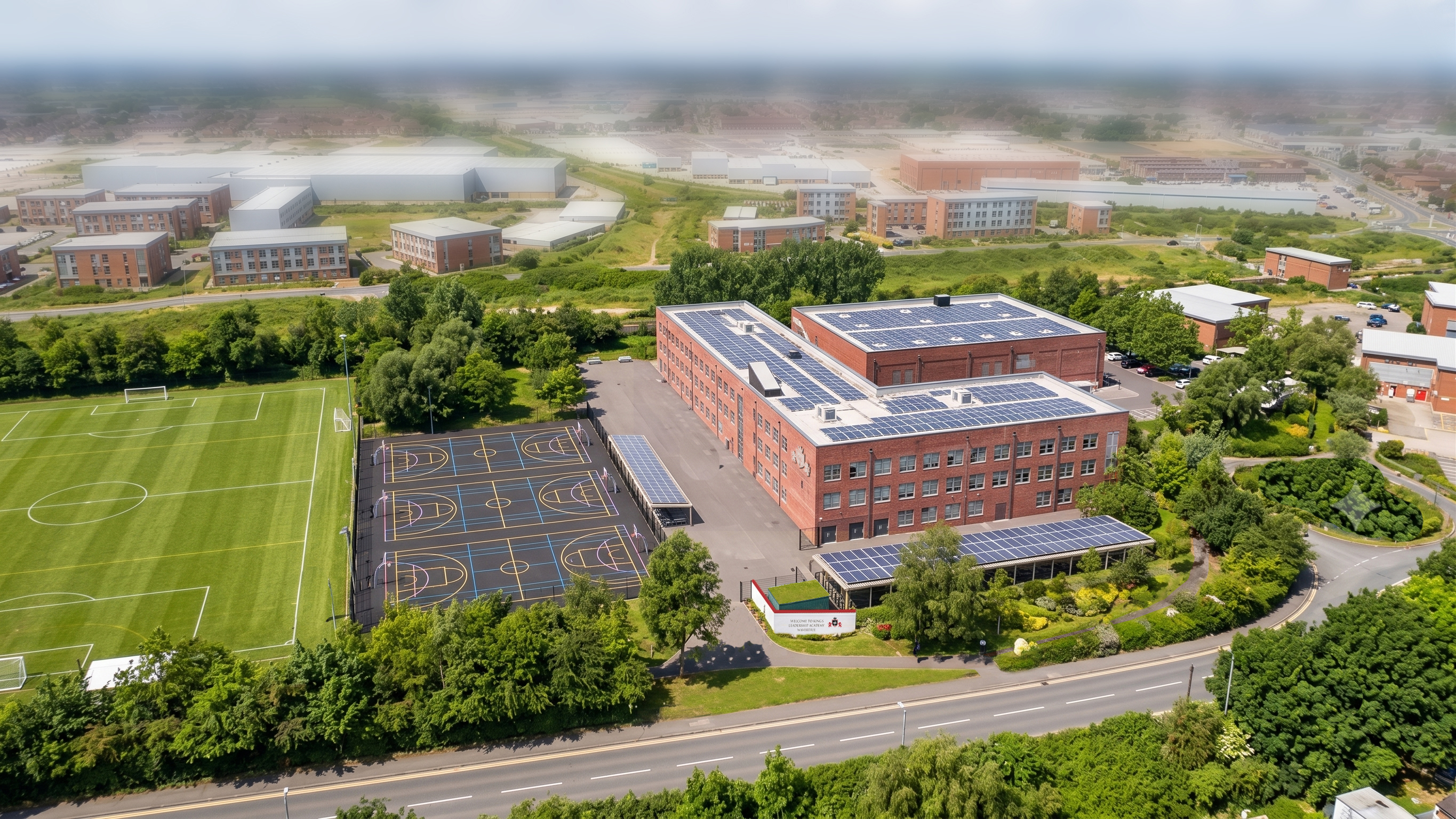 2025.00399   Kings Leadership Academy   Aerial view   South Entrance